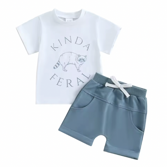 Blue Kinda Feral Tee Short Set RTS