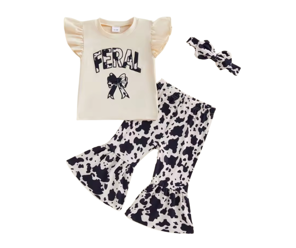 Cow Print Feral Bow Bell Set