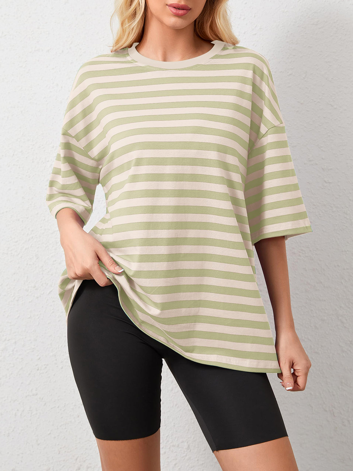 Striped Round Neck Half Sleeve T-Shirt