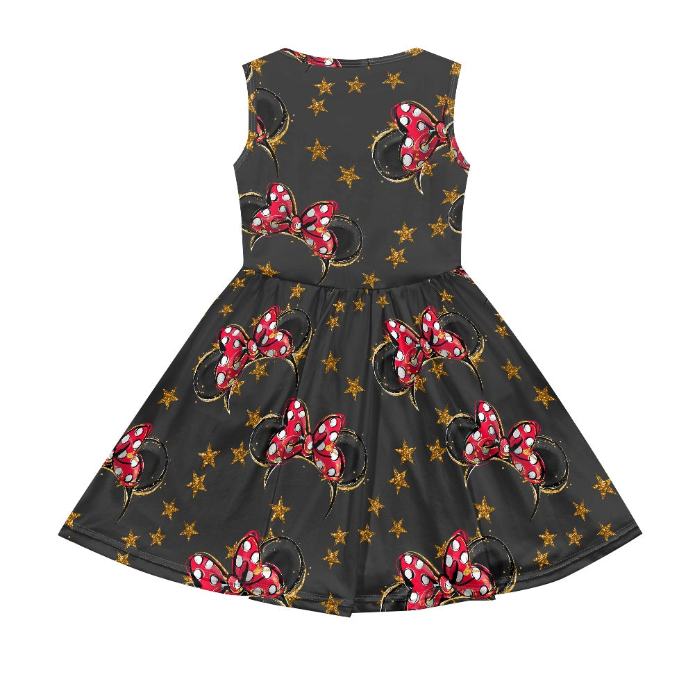 Black Mouse Girls' Dress with Pockets