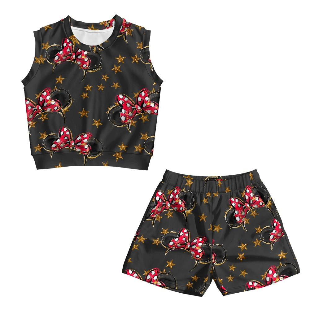 Black Mouse Girls' Sleeveless Top & Shorts Set