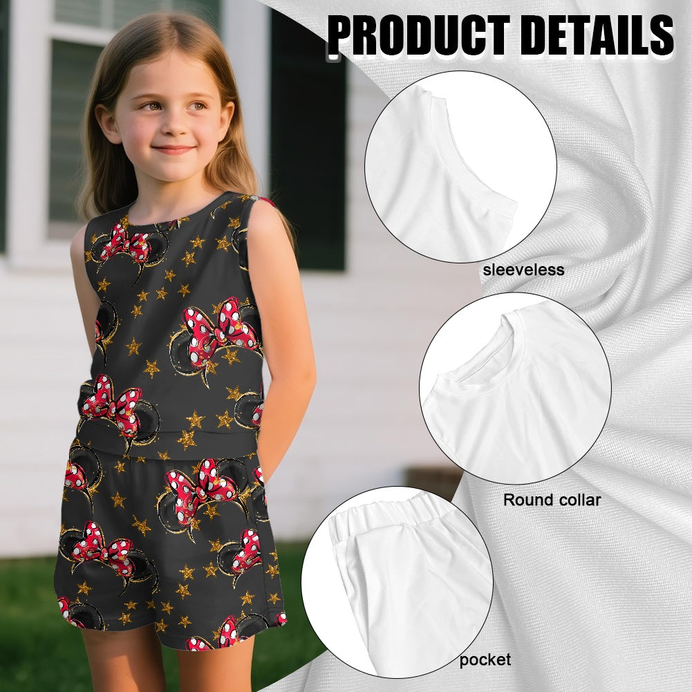 Black Mouse Girls' Sleeveless Top & Shorts Set