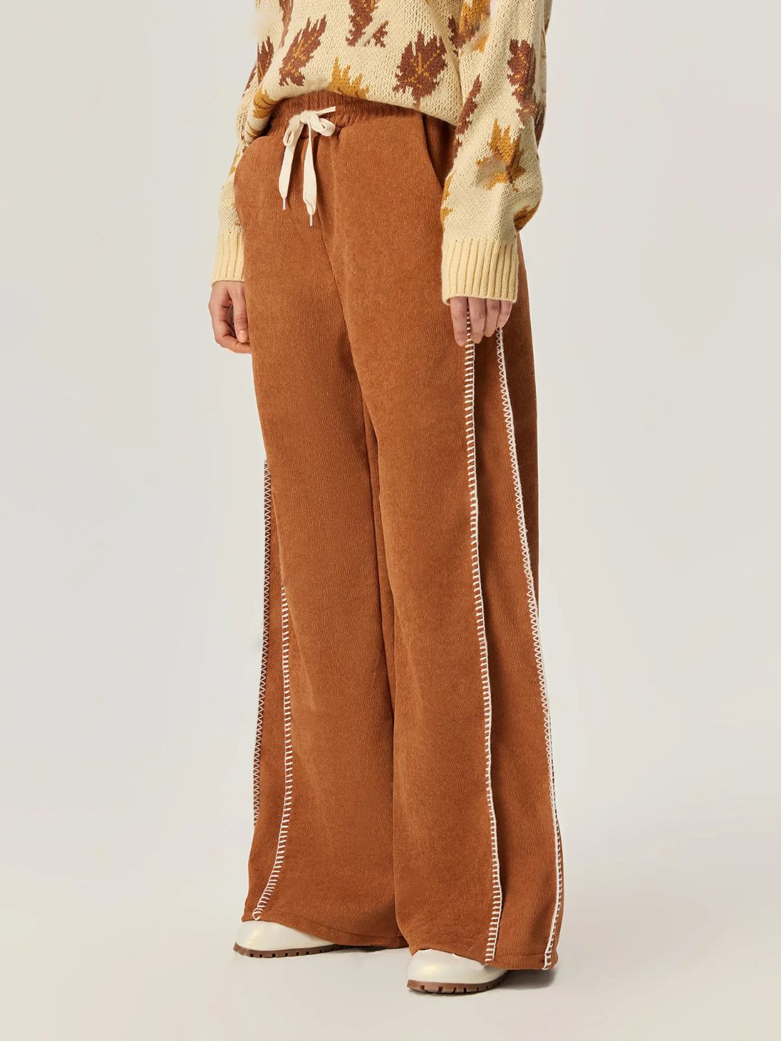 Drawstring Wide Leg Pants with Pockets