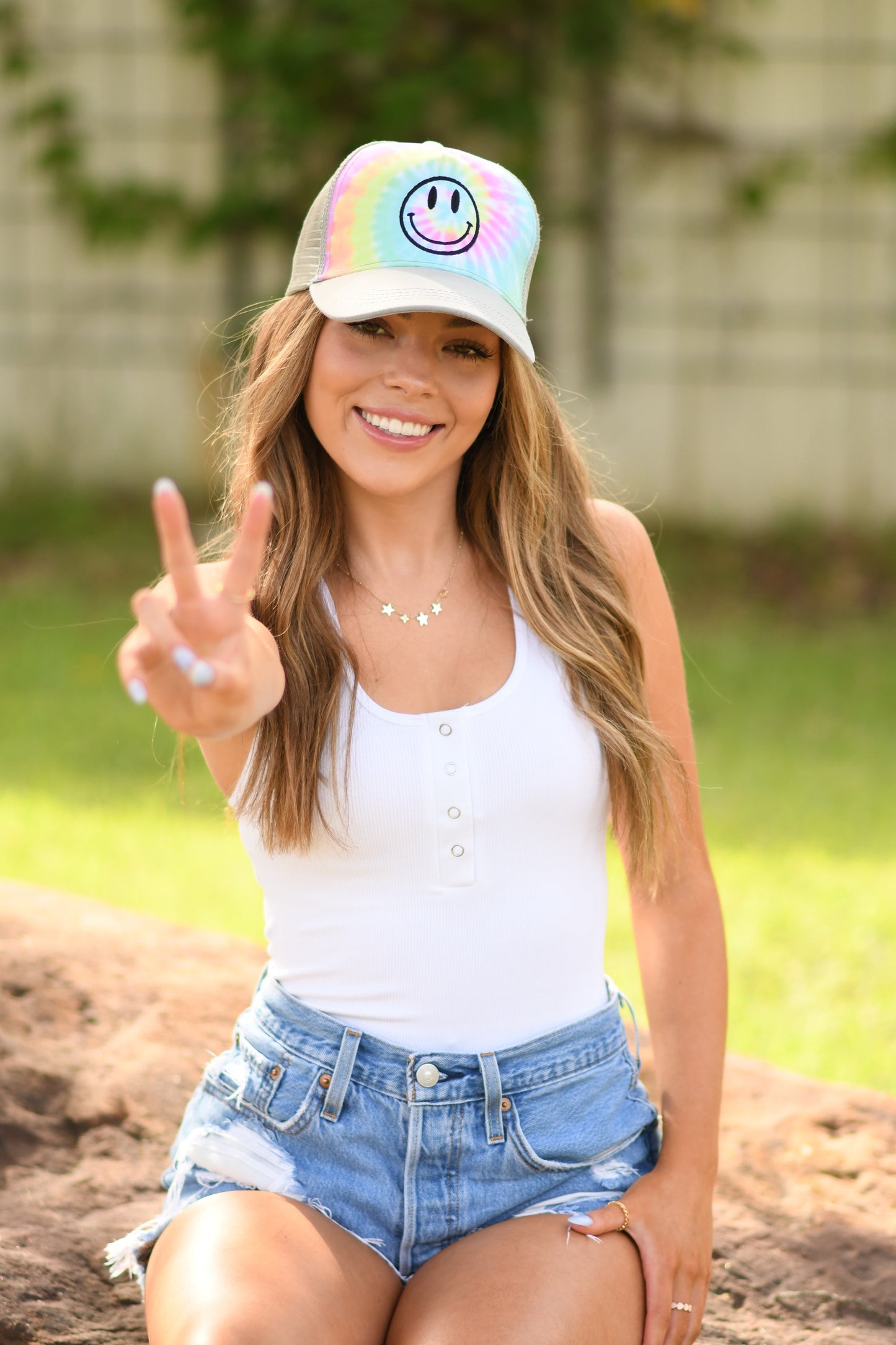 Tie Dye Smiley Hat